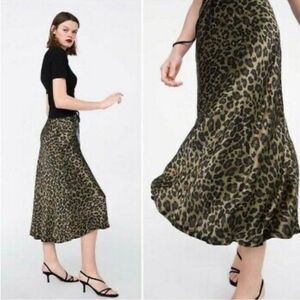 Zara Leopard Print Satin Maxi Skirt XL EUC Y2K 90s